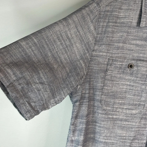 WOOLRICH Mens Blue Marled Chambray Button Up Shirt Short Sleeves Cotton Preppy S - Picture 5 of 11